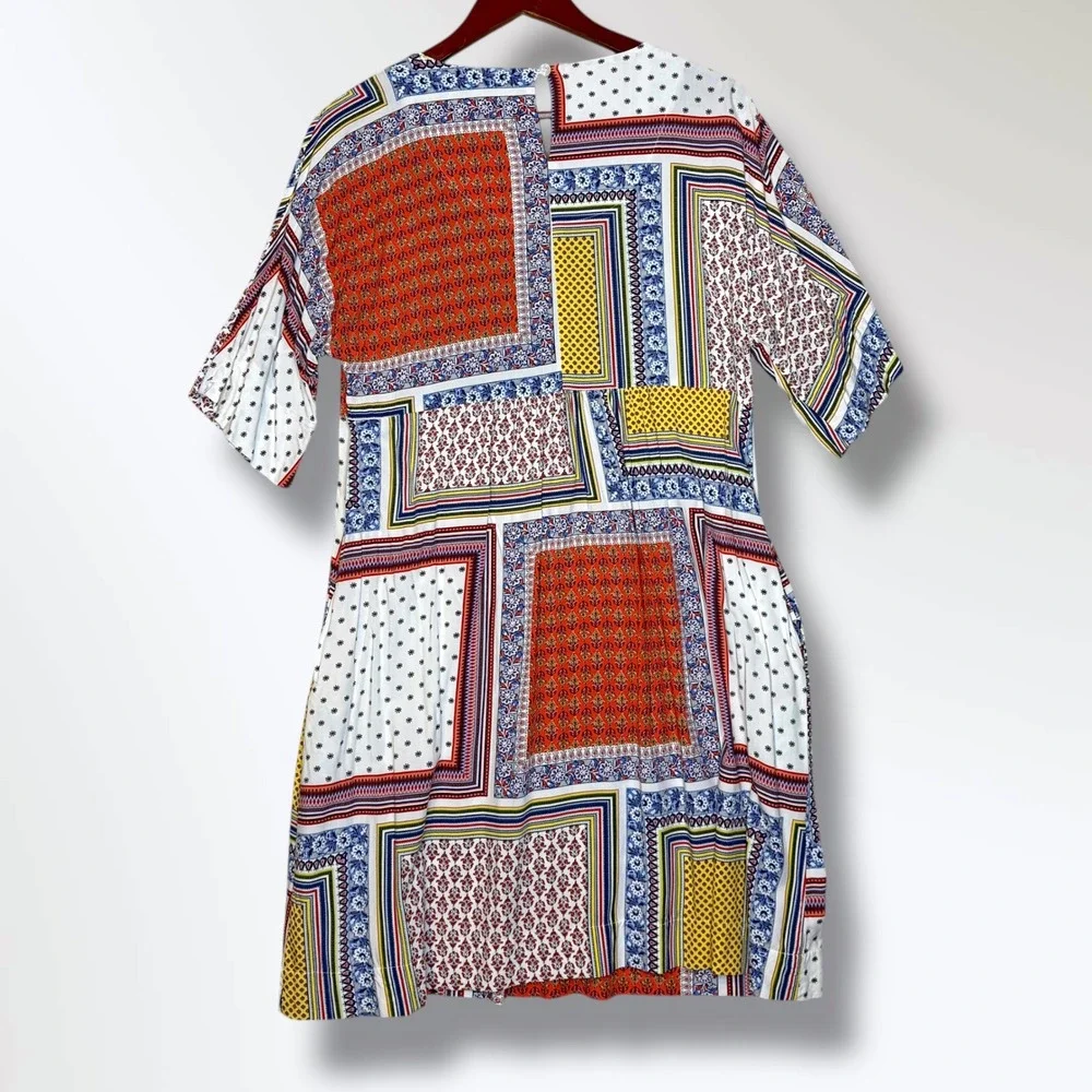 The Vermont Country Store Women's Patchwork Dress Size M Boho Pockets Prairie‎
